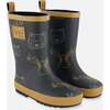 Rain Boots, Beige Animals On Black And Background - Rain Boots - 1 - thumbnail