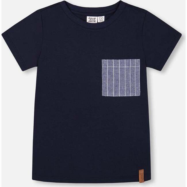 Short Sleeve Tee With Pocket, Navy Blue