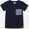 Short Sleeve Tee With Pocket, Navy Blue - T-Shirts - 1 - thumbnail