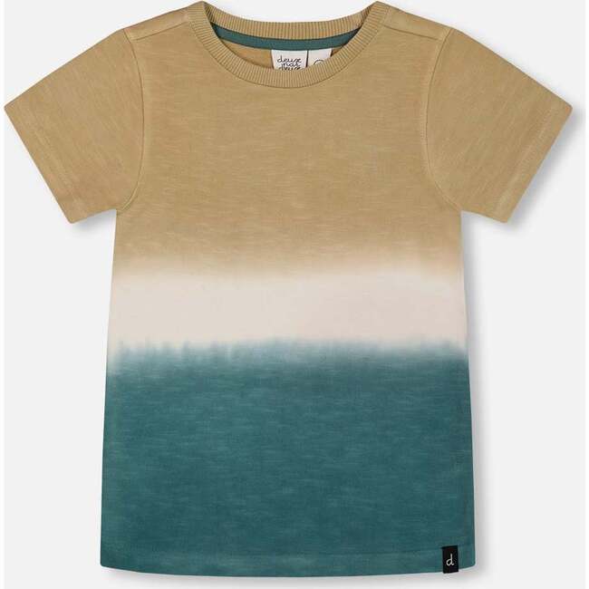 Short Sleeve Tee, Gradient Beige And Teal