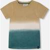 Short Sleeve Tee, Gradient Beige And Teal - T-Shirts - 1 - thumbnail