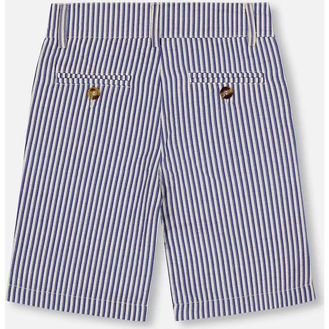 Slant Pocket Bermuda Shorts, Cream Striped Blue - Shorts - 2