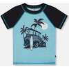 Short Sleeve Rashguard, Light Blue And Black - Rash Guards - 1 - thumbnail