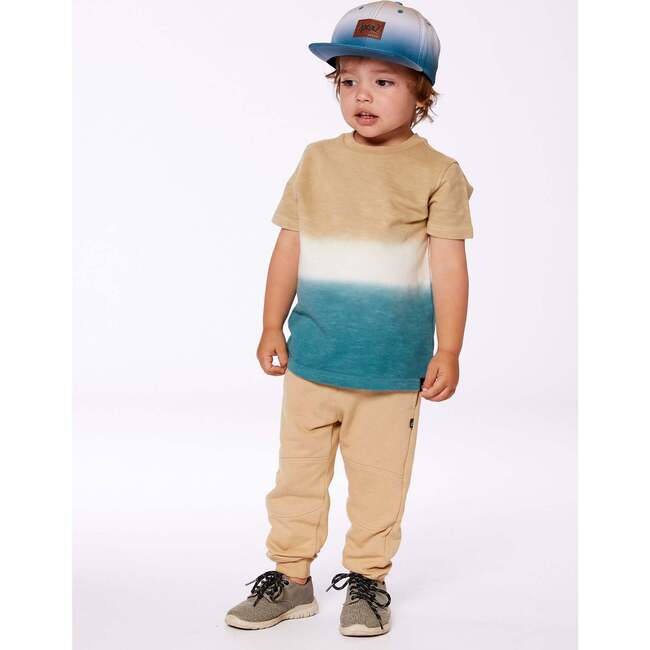 Short Sleeve Tee, Gradient Beige And Teal - T-Shirts - 3