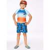 Short Sleeve Rashguard, Navy Blue, Turquoise, And Orange - Rash Guards - 3