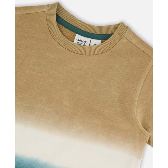 Short Sleeve Tee, Gradient Beige And Teal - T-Shirts - 5