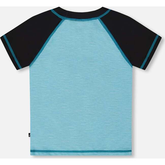 Short Sleeve Rashguard, Light Blue And Black - Rash Guards - 4