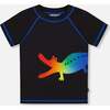 Short Sleeve Rashguard, Black And Multicolored Crocodile - Rash Guards - 1 - thumbnail
