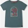 Short Sleeve Organic Cotton Graphic Tee, Teal And Dark Old Rose - T-Shirts - 1 - thumbnail