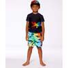 Short Sleeve Rashguard, Black And Multicolored Crocodile - Rash Guards - 3