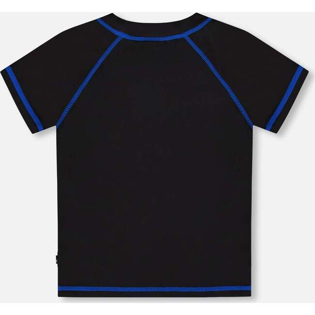 Short Sleeve Rashguard, Black And Multicolored Crocodile - Rash Guards - 4