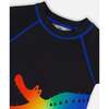 Short Sleeve Rashguard, Black And Multicolored Crocodile - Rash Guards - 5