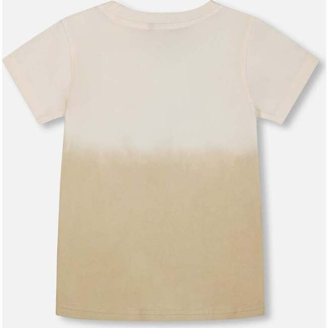 Short Sleeve Organic Cotton Graphic Tee, Gradient White And Beige - T-Shirts - 3