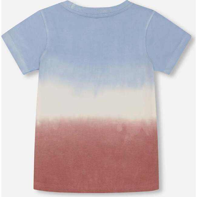 Short Sleeve Organic Cotton Graphic Tee, Gradient Pale Blue And Dark Old Rose - T-Shirts - 4