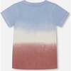 Short Sleeve Organic Cotton Graphic Tee, Gradient Pale Blue And Dark Old Rose - T-Shirts - 4