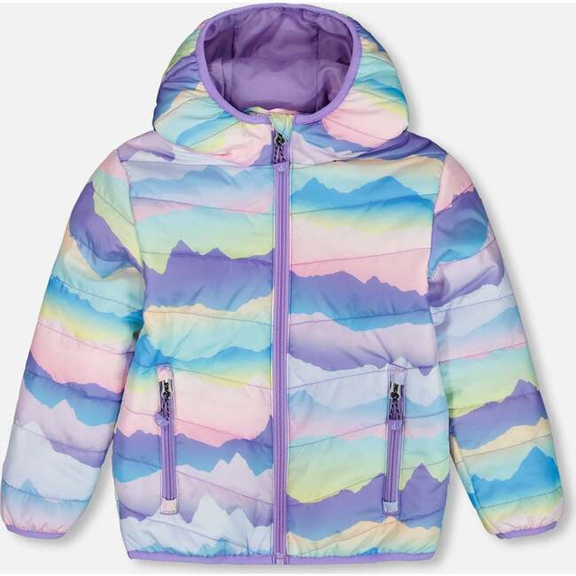 Quilted Mid-Season Jacket, Mauve And Blue, Pink Mountain