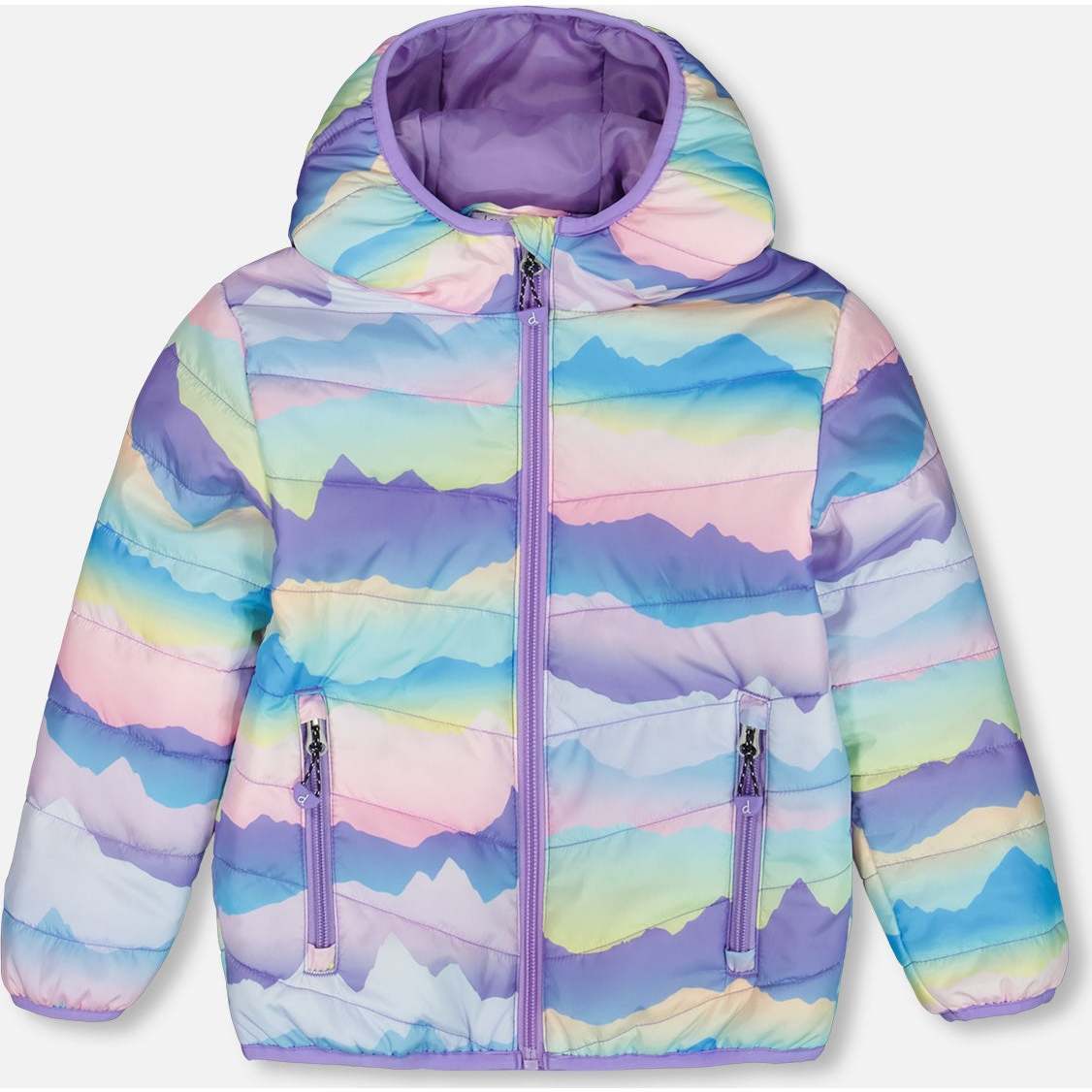 Quilted Mid-Season Jacket, Mauve And Blue, Pink Mountain - Jackets - 1