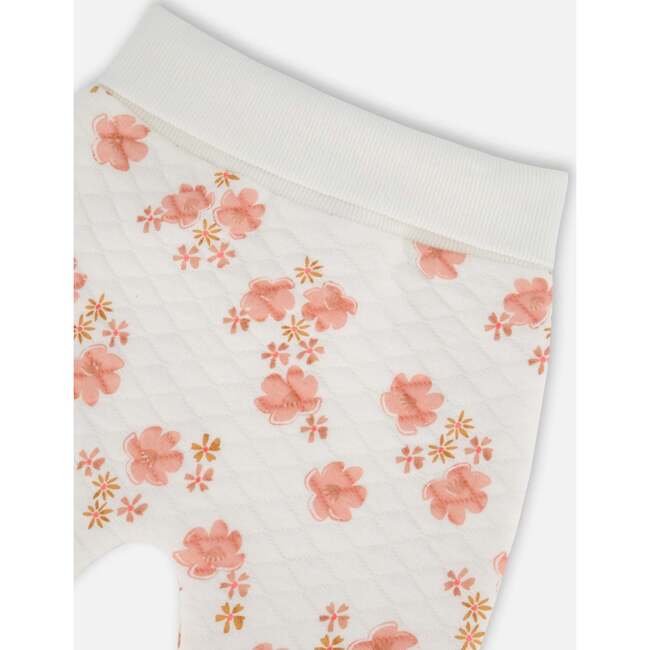 Quilted Top And Pant Set, White And Pink Flowers - Mixed Apparel Set - 4