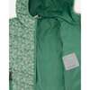 Quilted Mid-Season Jacket, Small White Flowers On Sage Green Background - Jackets - 5