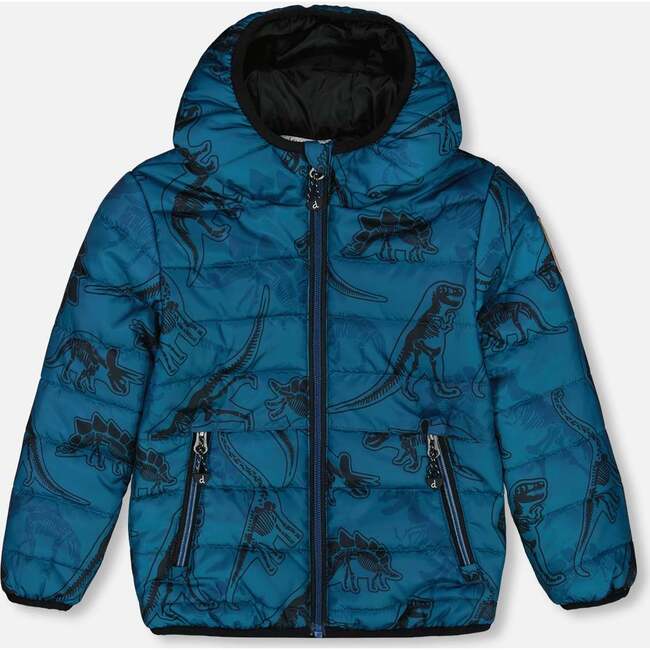 Quilted Mid-Season Jacket, Blue And Gray