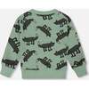 Pullover French Terry Sweatshirt, Gray Wolf On Teal Background - Sweatshirts - 3