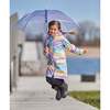 Printed Rain Coat With Hat, Mauve, Blue, And Yellow Glitter Gradient - Jackets - 2