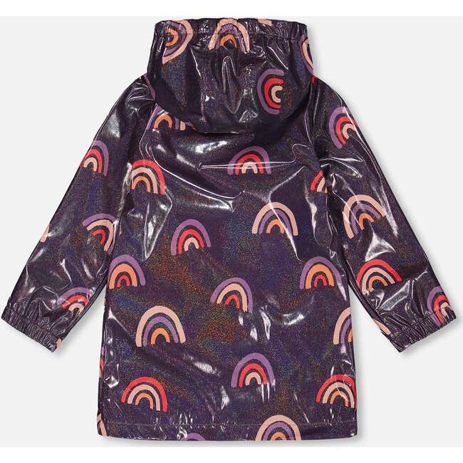 Printed Rain Coat With Hat Rainbow, Rainbow On Shiny Background - Jackets - 4