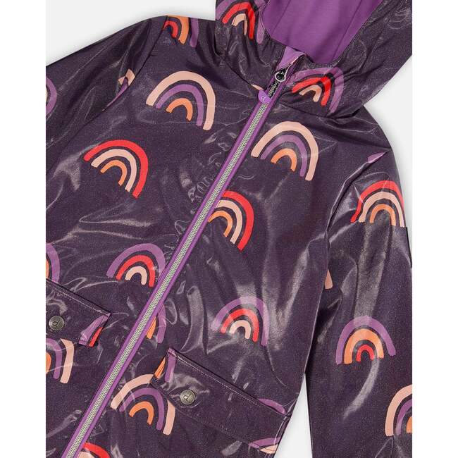 Printed Rain Coat With Hat Rainbow, Rainbow On Shiny Background - Jackets - 5