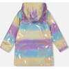 Printed Rain Coat With Hat, Mauve, Blue, And Yellow Glitter Gradient - Jackets - 4