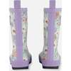 Printed Rain Boots, Small White Flowers On Turquoise And Lilac - Rain Boots - 4