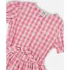 Puff Sleeve Dress With Waist Tie, Pink And White Checks - Dresses - 6