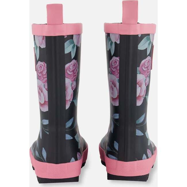 Printed Rain Boots, Pink, Black, And Flowers - Rain Boots - 3