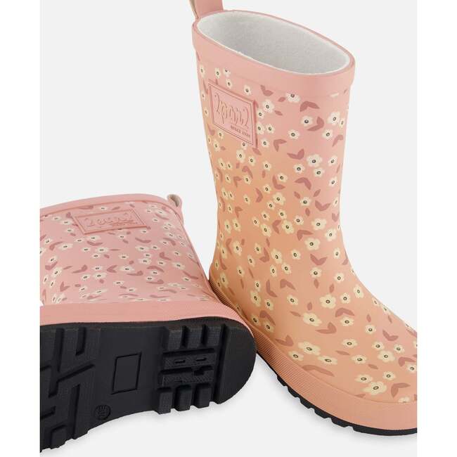 Printed Rain Boots, Small White Flowers On Pale Pink - Rain Boots - 3