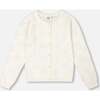 Pointelle Knit Cardigan Sweater, White - Cardigans - 1 - thumbnail