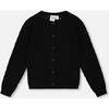 Pointelle Knit Cardigan Sweater, Black - Cardigans - 1 - thumbnail