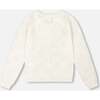 Pointelle Knit Cardigan Sweater, White - Cardigans - 3