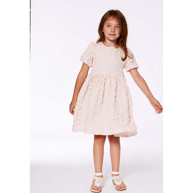 Plaid Puff Sleeve Dress, Beige And Pink - Dresses - 2