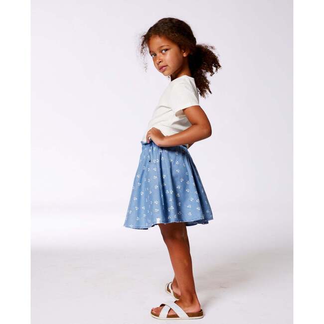 Printed Chambray Skort, Blue And White Cherries - Skirts - 2