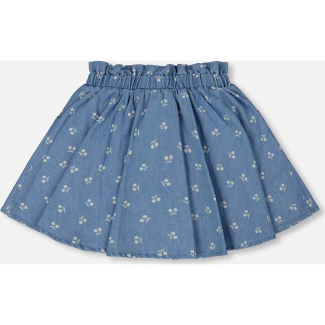 Printed Chambray Skort, Blue And White Cherries - Skirts - 3