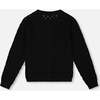 Pointelle Knit Cardigan Sweater, Black - Cardigans - 3