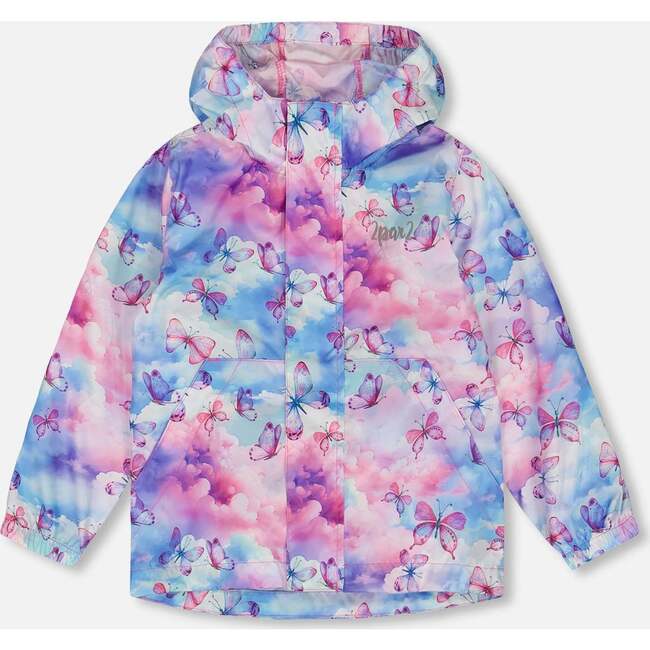 Packable Windbreaker, Butterflies On Multicolored Background