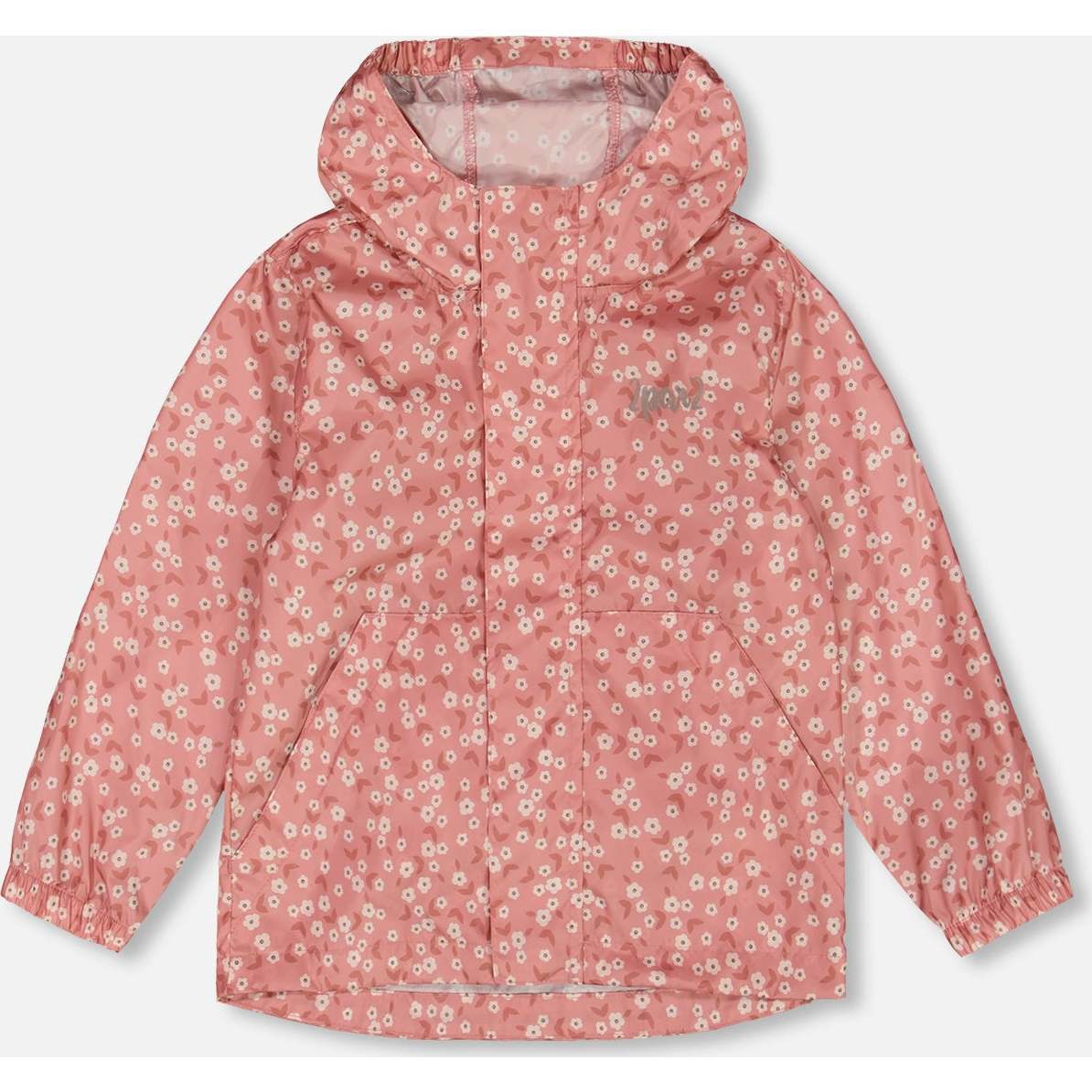 Packable Windbreaker, Small White Flowers On Pale Pink - Jackets - 1