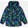 Packable Windbreaker, Blue And Green Dino On Navy - Jackets - 3