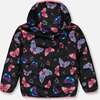 Quilted Mid-Season Jacket, Multicolored Butterflies On Black Background - Jackets - 3