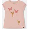 Organic Cotton Top With Applique, Pink With Sparkling Butterfly - T-Shirts - 1 - thumbnail