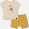 Organic Cotton Top And Short Set, Yellow Bananas And Off-White - Mixed Apparel Set - 1 - thumbnail