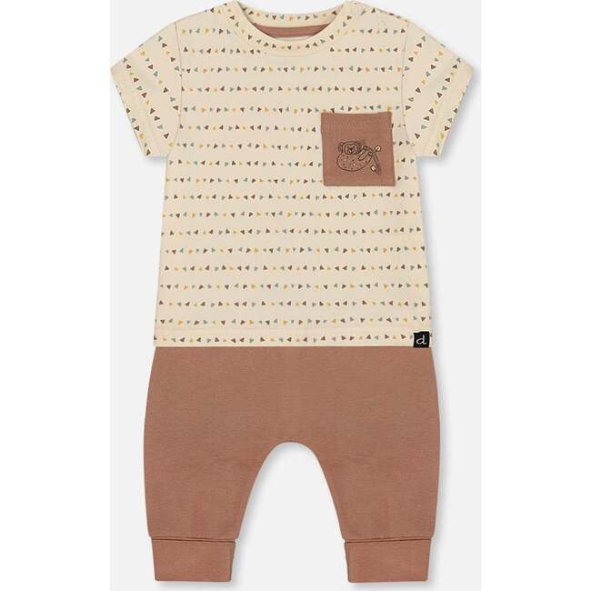 Organic Cotton Top And Pant Set, Brown, Beige, And Monkey - Mixed Apparel Set - 1