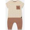 Organic Cotton Top And Pant Set, Brown, Beige, And Monkey - Mixed Apparel Set - 1 - thumbnail