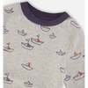 Organic Cotton Top And Pant Set, Heather Grey With Little Paper Boat - Mixed Apparel Set - 3