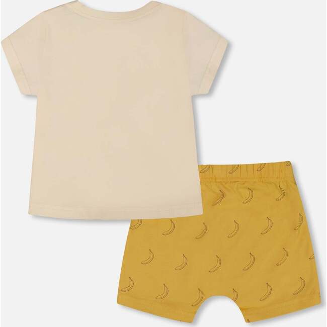 Organic Cotton Top And Short Set, Yellow Bananas And Off-White - Mixed Apparel Set - 3